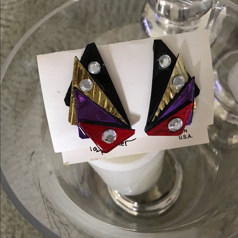 PAPIERCO Ribbons ear cuffs purple red gold black